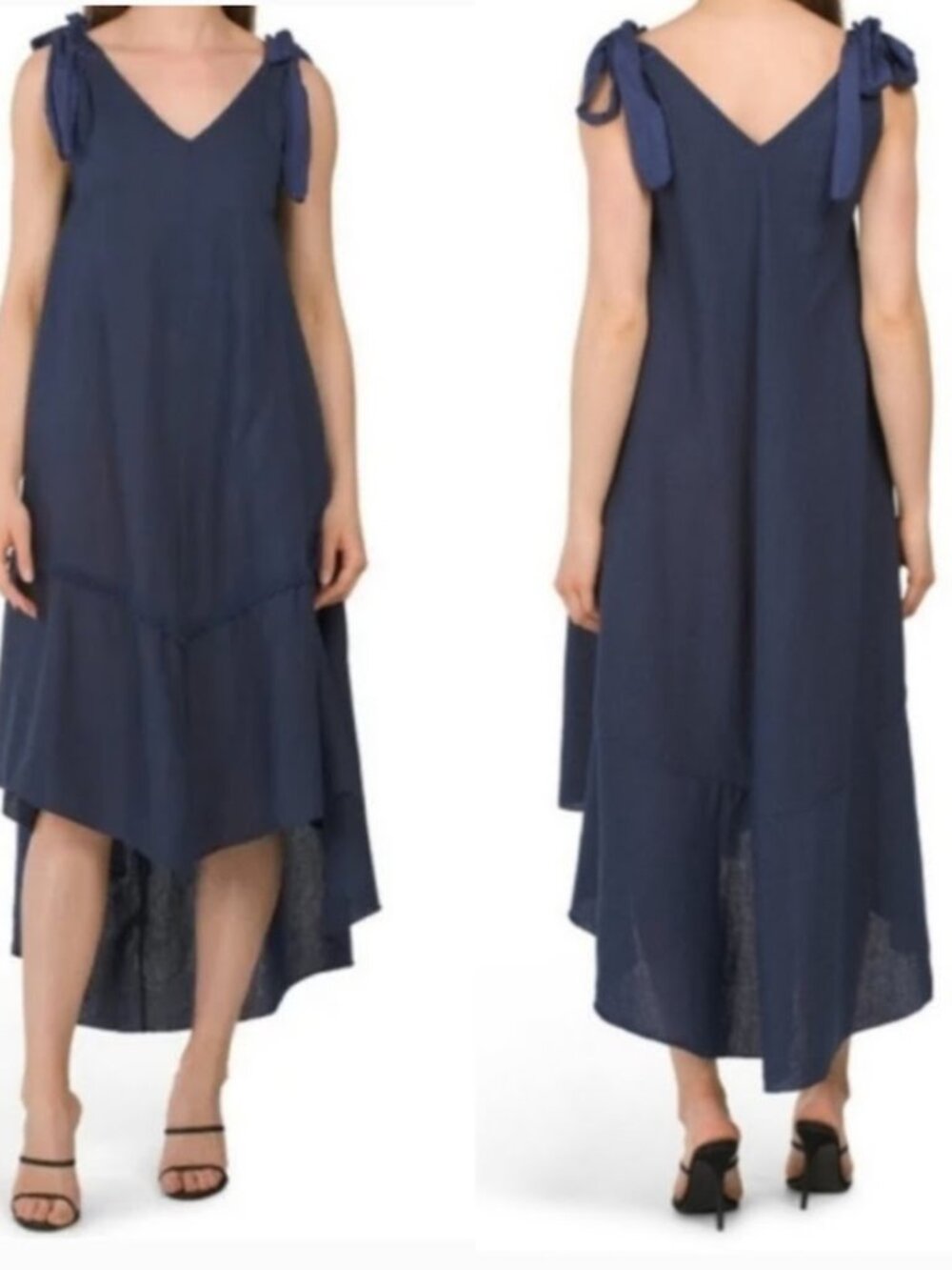 Cristina Vergani Silk Linen Blue Dress Maxi Sleeveless Boho New Tags Medium Long